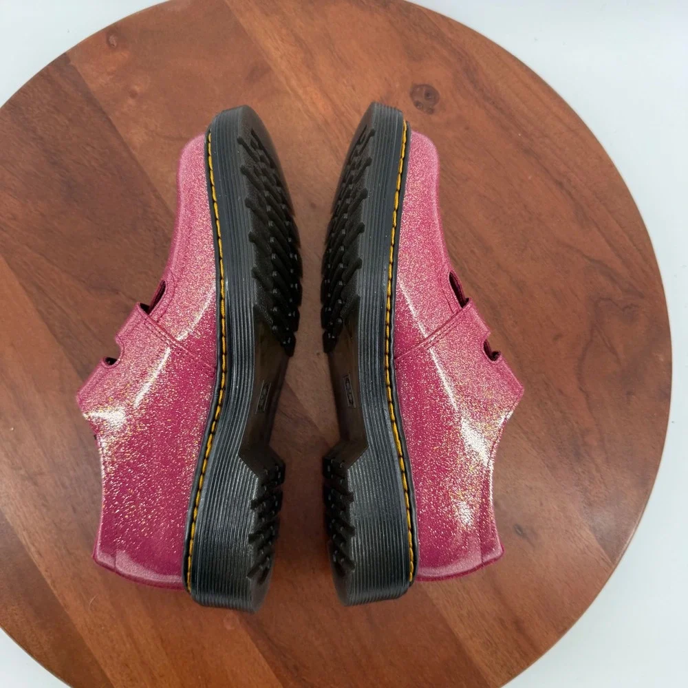 Dr. Martens 8065 J Mary Jane Pink Glitter Double Buckle School Shoes Size Kids 3